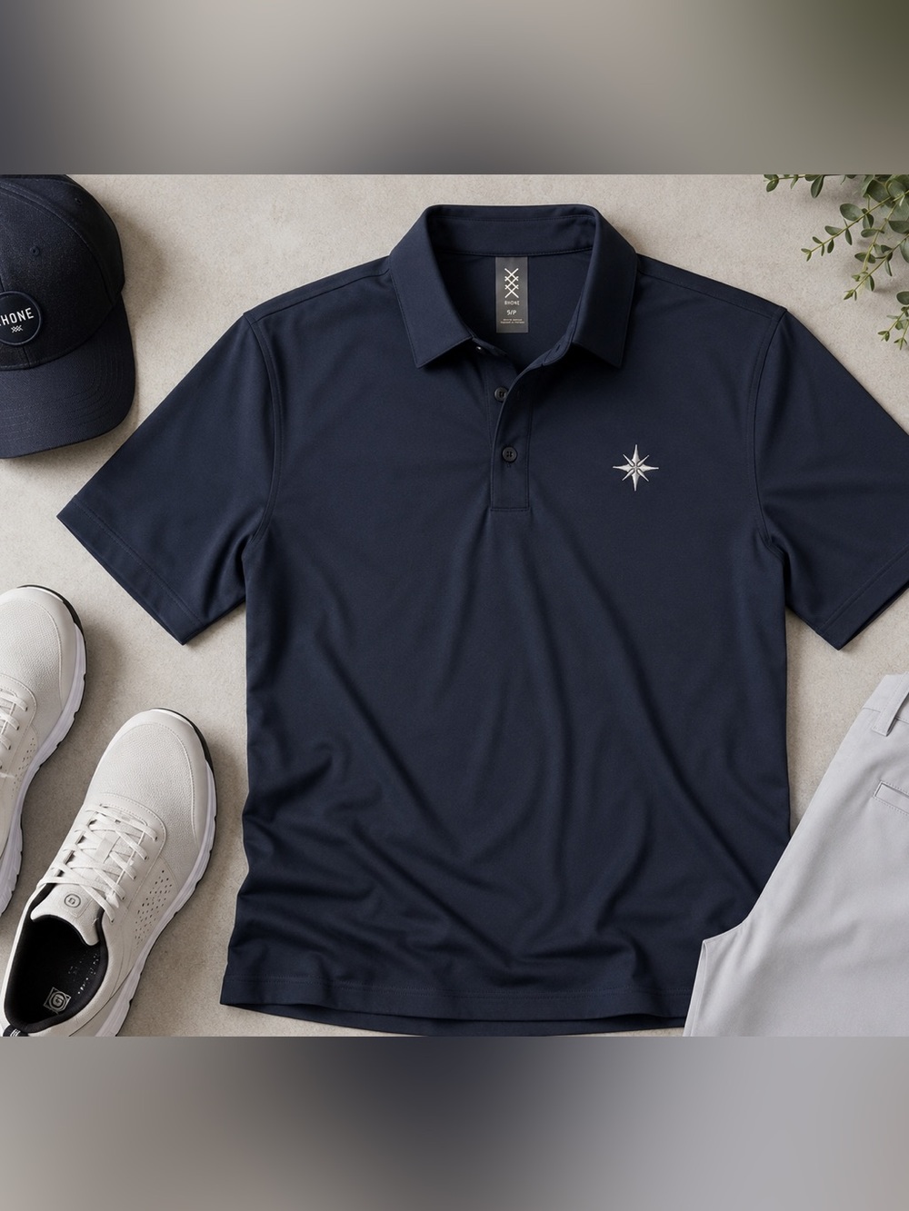 Rhone Navy Performance Polo Shirt Small Athletic Golf Stretch Top Unisex